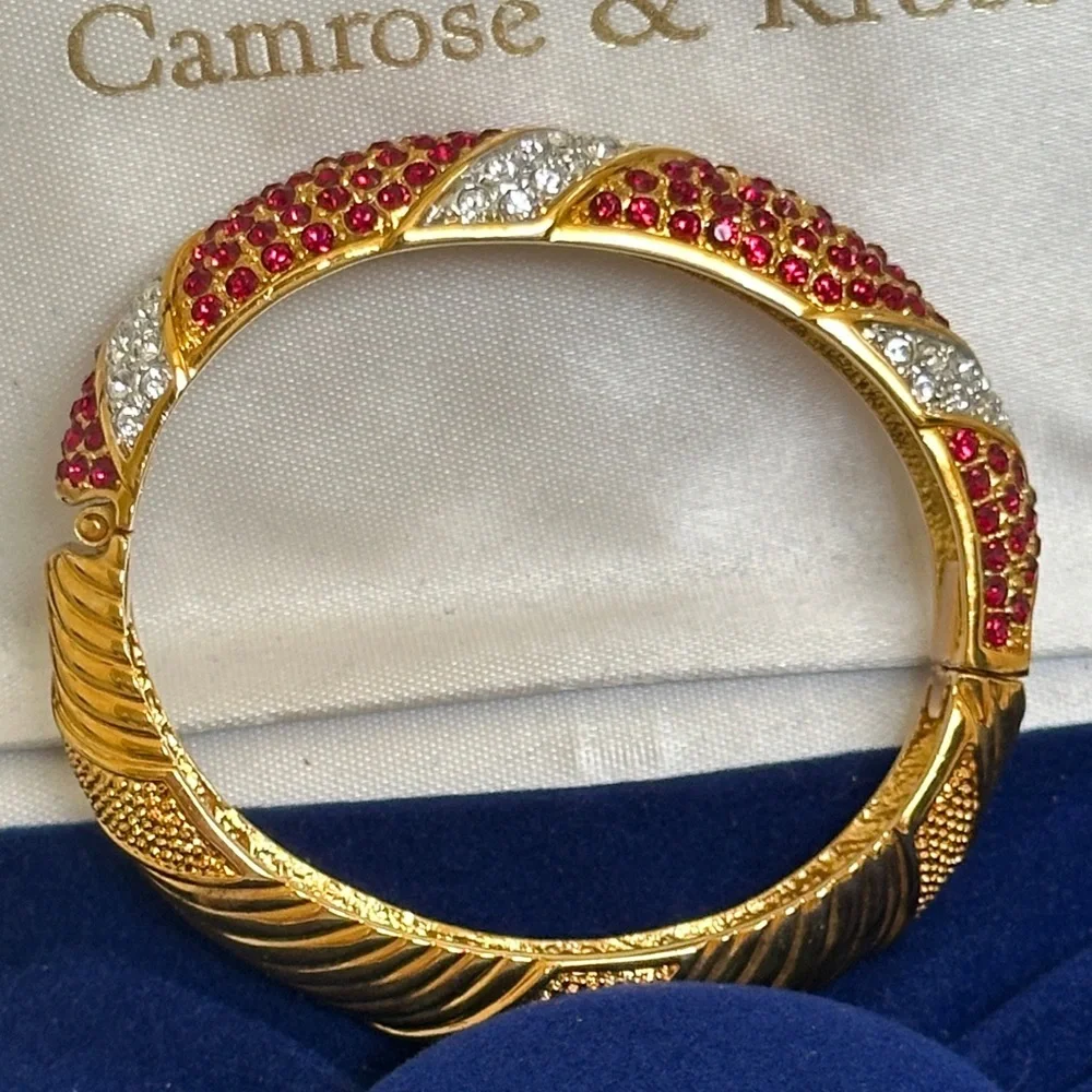Camrose & Kross Jacqueline BouvierGold-Tone Bracelet with Red and Clear Crystals
